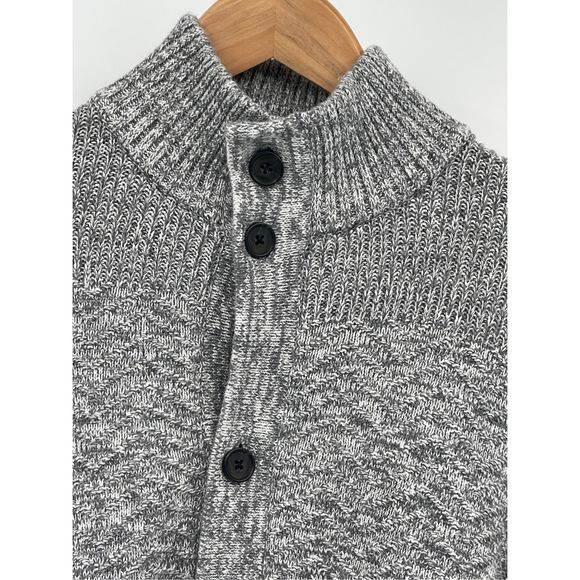 Banana Republic Cardigan Sweater Men Large Gray Button Down Mock‎ Neck Knit - Picture 11 of 13